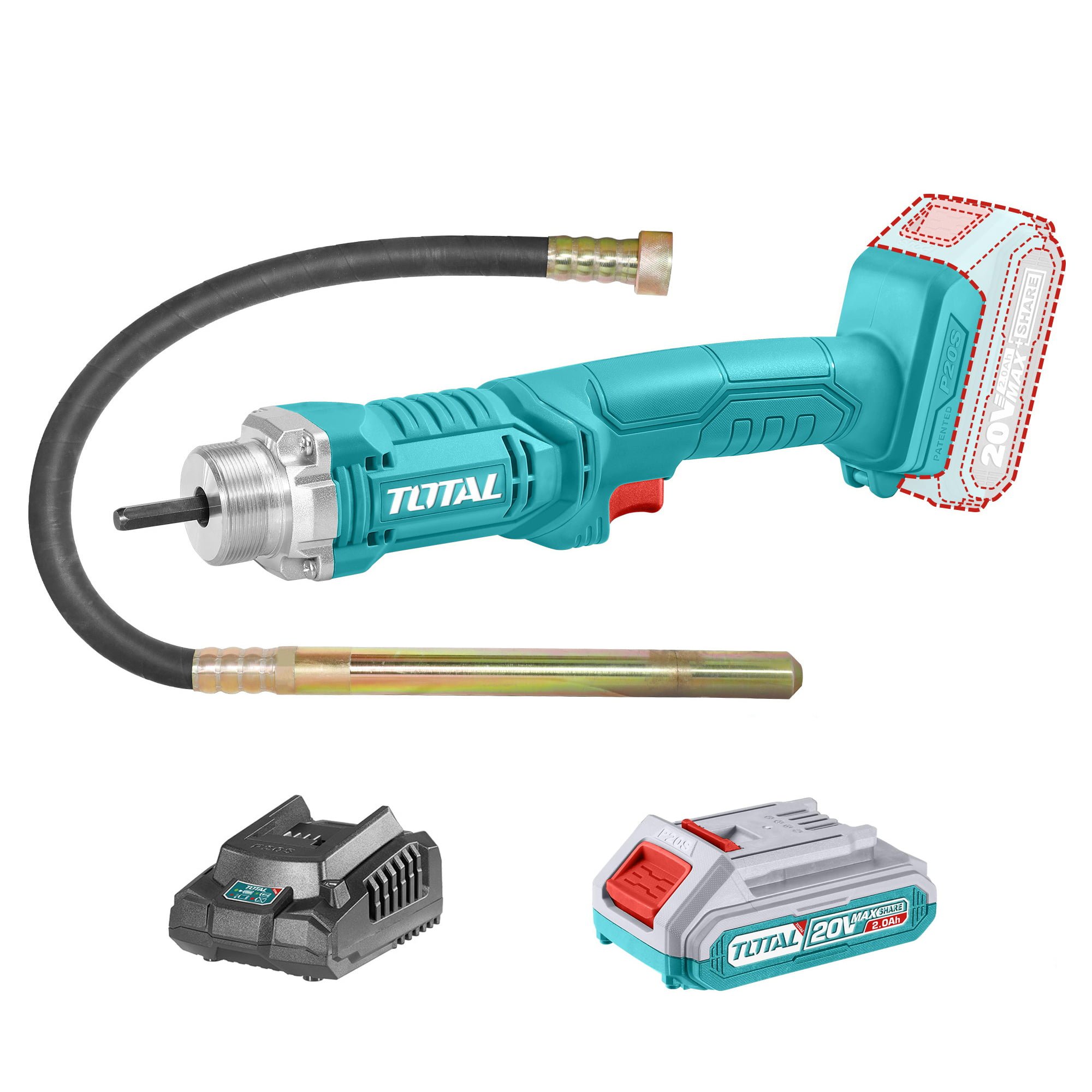 Akumulatorski betonski vibrator, 2300rpm/20V/2.0Ah-7.5Ah/P20S (TCVLI2023011) Akumulatorski betonski vibrator, 2300rpm/20V/2.0Ah-7.5Ah/P20S (TCVLI2023011)