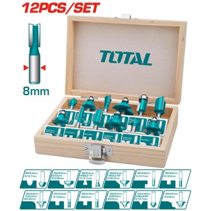 12 Pcs router bits set(8mm)  (TACSR1121)