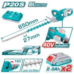 Akumulatorske škarje za živo mejo SET 3600spm /650mm /P20S (THTLI400282)