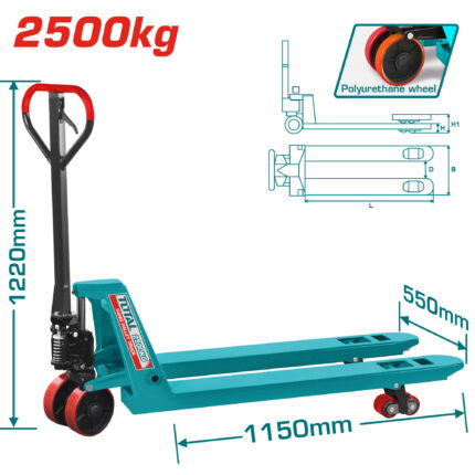 Ročni paletni voziček 2500kg, 550×1150mm (THT301251)