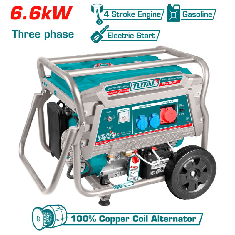 Gasoline generator 6,6kW, 25L/15hp/9hours/3000rpm, serija INDUSTRIAL (TP175006ET)