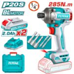 Lithium-ion impact driver 285Nm/6,35mm/ INDUSTRIAL (SET Battery 2x2Ah, Charger4A, Bag) (TIRLI2028E)