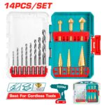 14 Pcs 4341 HSS drill bits and step drill bits set / INDUSTRIAL (TACSDL61401)