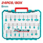 24 Pcs Router bits set (8mm) / INDUSTRIAL (TACSR12408)